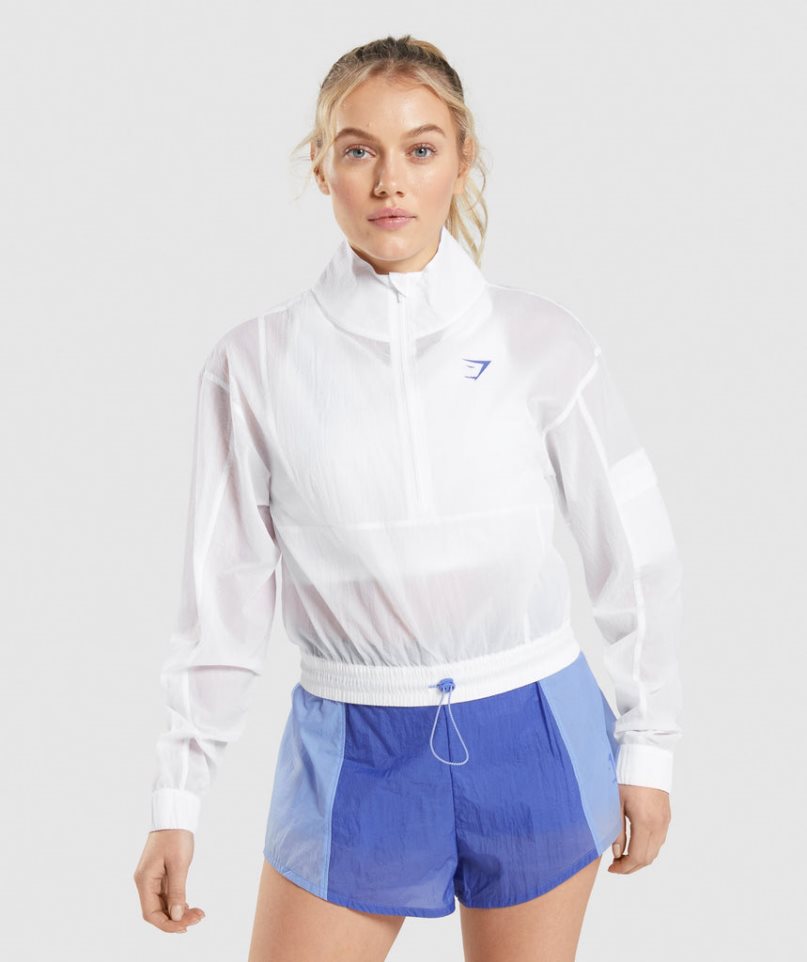 Women\'s Gymshark Pulse Woven Jackets White | NZ 3INPTQ